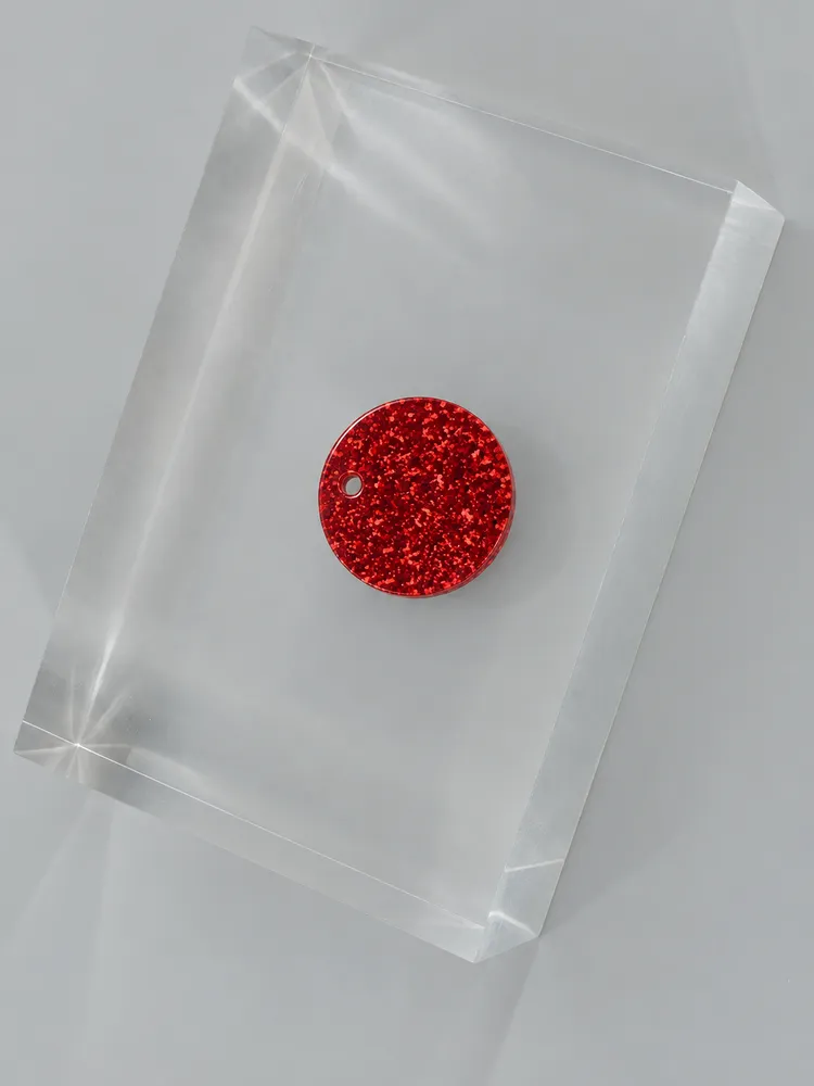 Red Glitter acrylic — Top view (illustrative image)