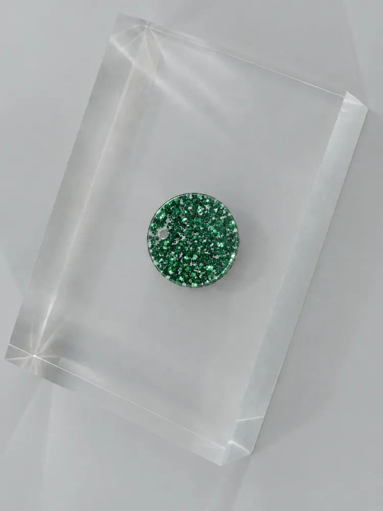 Green Glitter acrylic chip