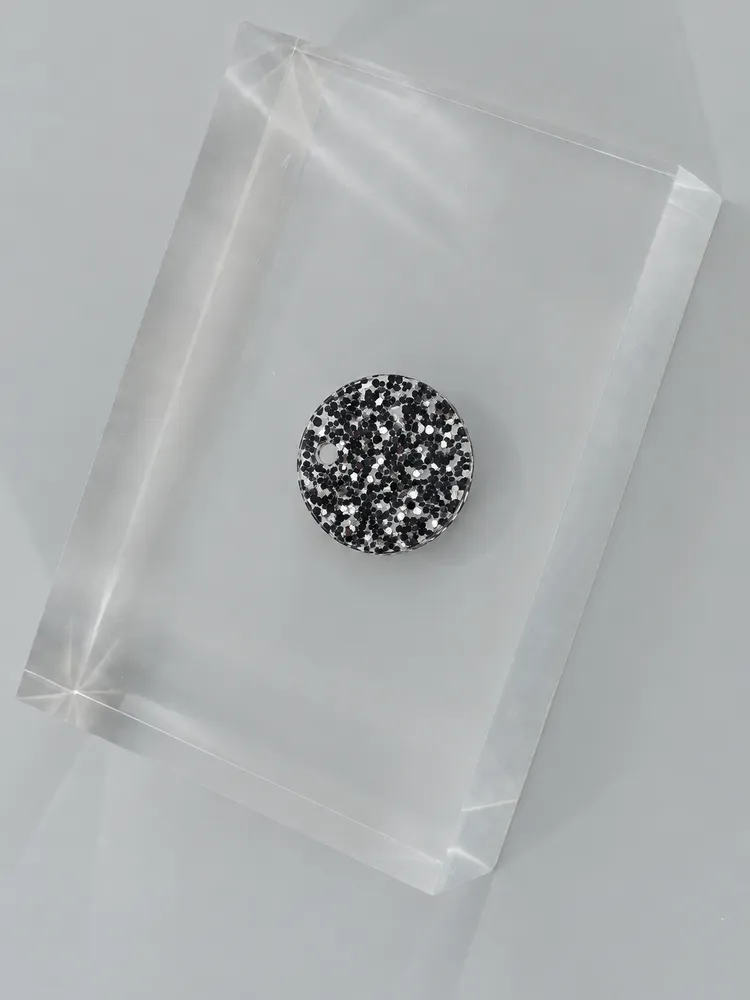 Black/Silver Glitter acrylic — Top view (illustrative image)